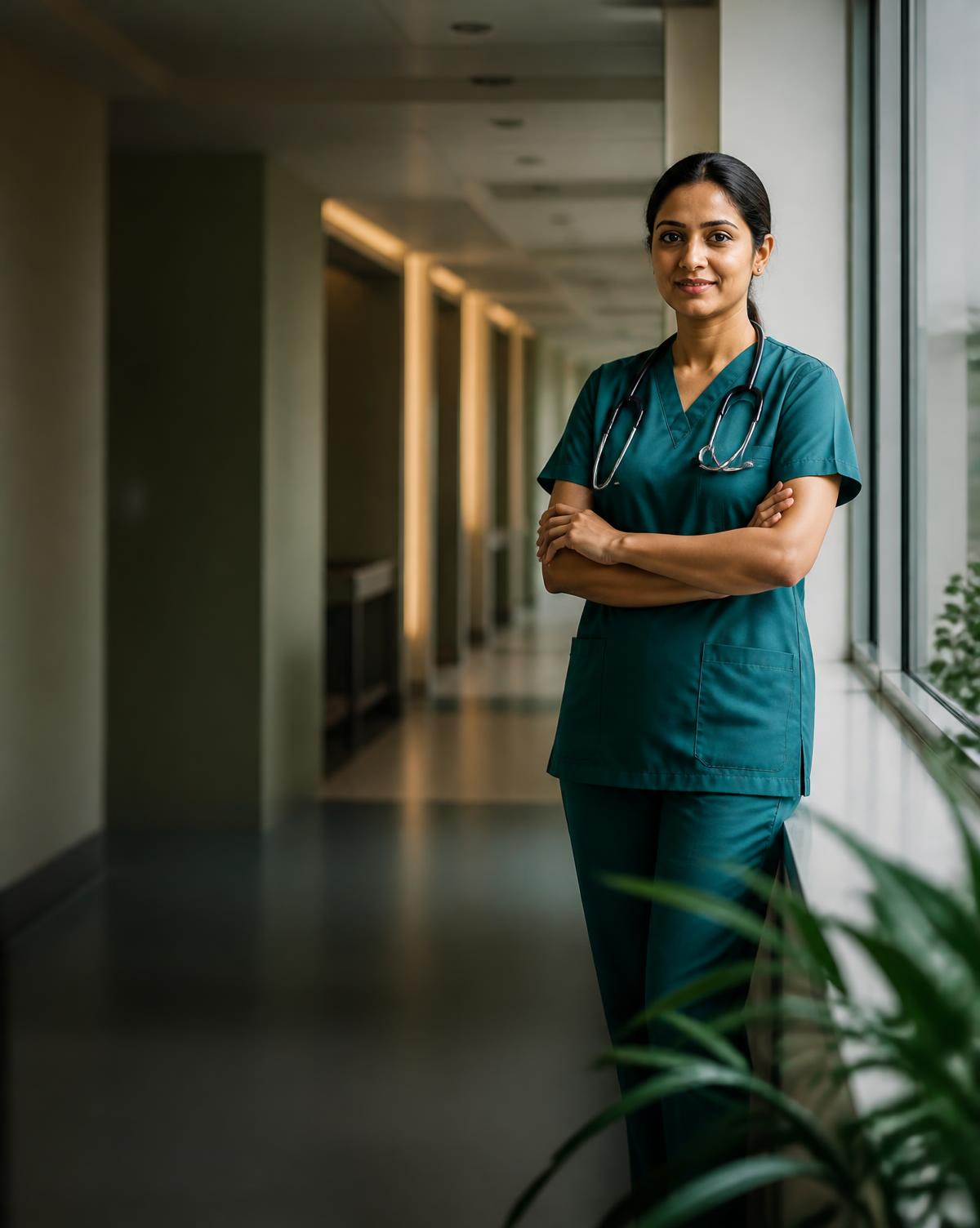 Indian nurse exploring an international healthcare career